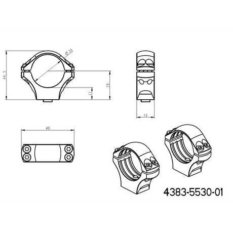 30 mm montaże lunet | dwuczęściowa baza Picatinny QD Ergo 