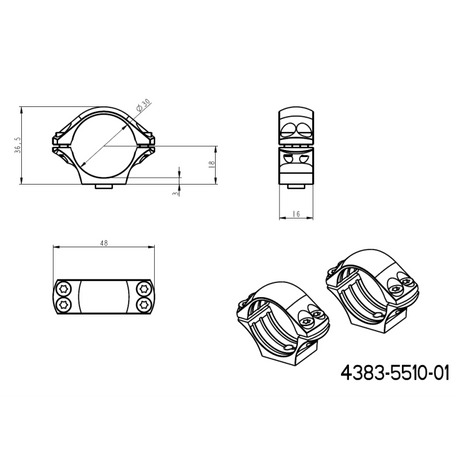 30 mm montaże lunet | długa baza Picatinny QD Ergo 