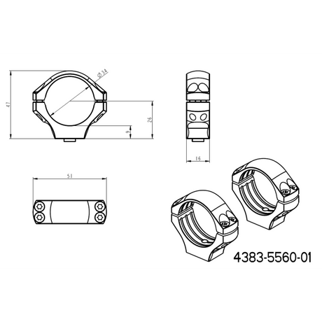 34 mm montaże lunet | długa baza Picatinny QD Ergo 