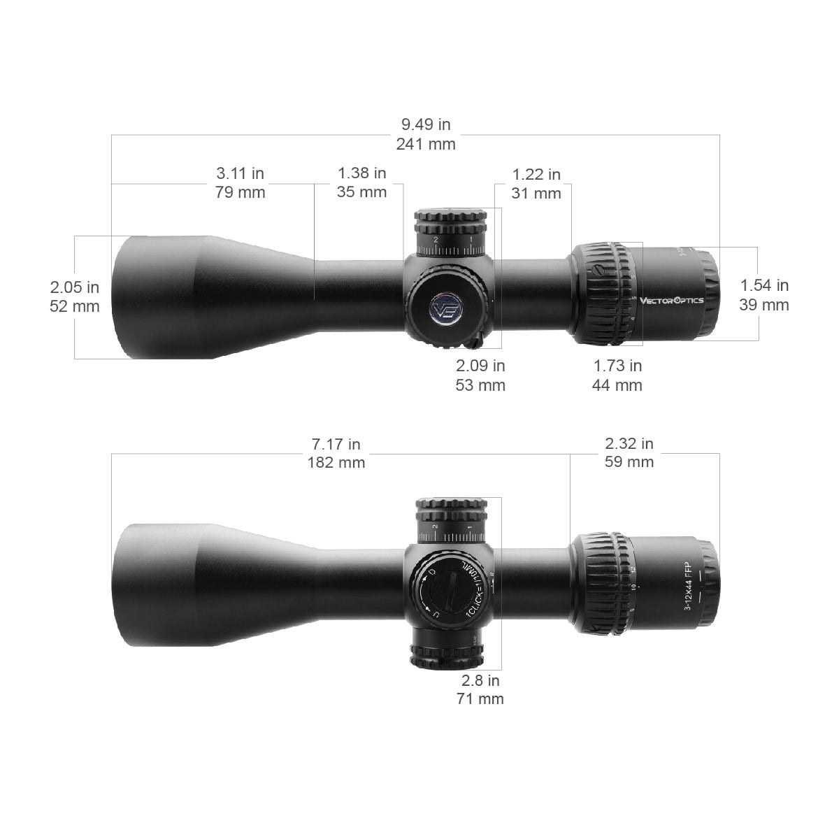 Vector Optics Veyron 3-12x44 FFP kompaktowy luneta celownicza 