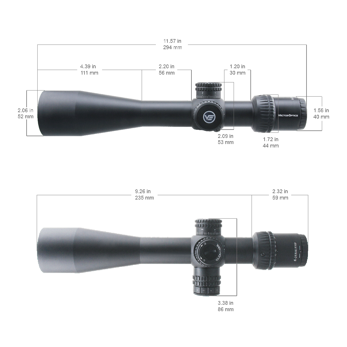 Vector Optics Veyron 6-24x44 IR Pierwsza Ogniskowa Podświetlana luneta celownicza 