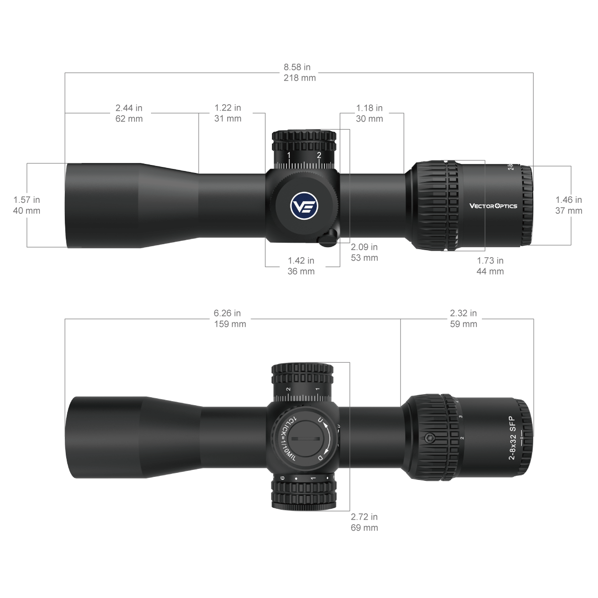 Vector Optics Veyron 2-8x32IR kompaktowy luneta celownicza 