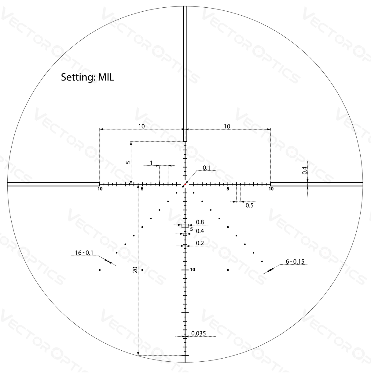 Vector Optics Veyron 4-16x44 IR Pierwsza płaszczyzna ogniskowa podświetlana luneta celownicza 